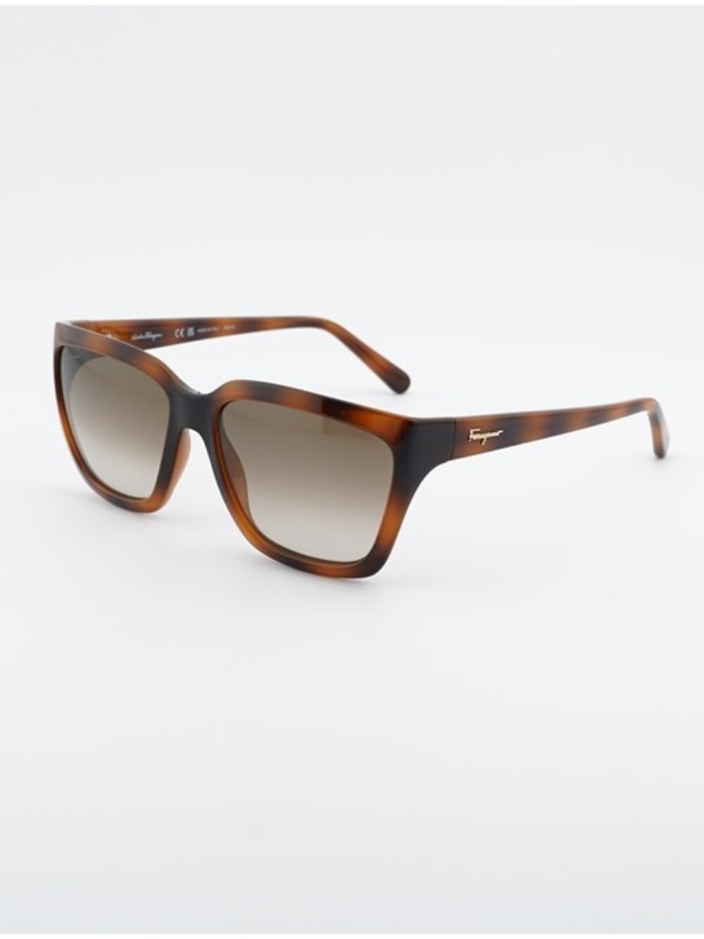 Salvatore Ferragamo SF1018S 214 Sunglasses Havana Square Frame, Green Lenses